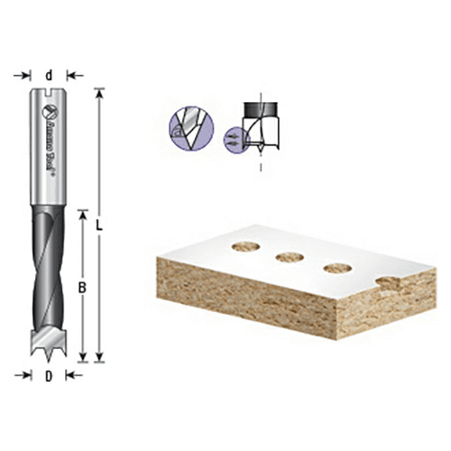 12mm x 77mm Brad Point Boring Bit, Left Hand, 10mm Shank - Alt Image 3
