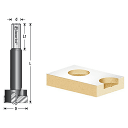 Amana 15mm x 90mm Hinge Boring Bit, 10mm Shank - Front View