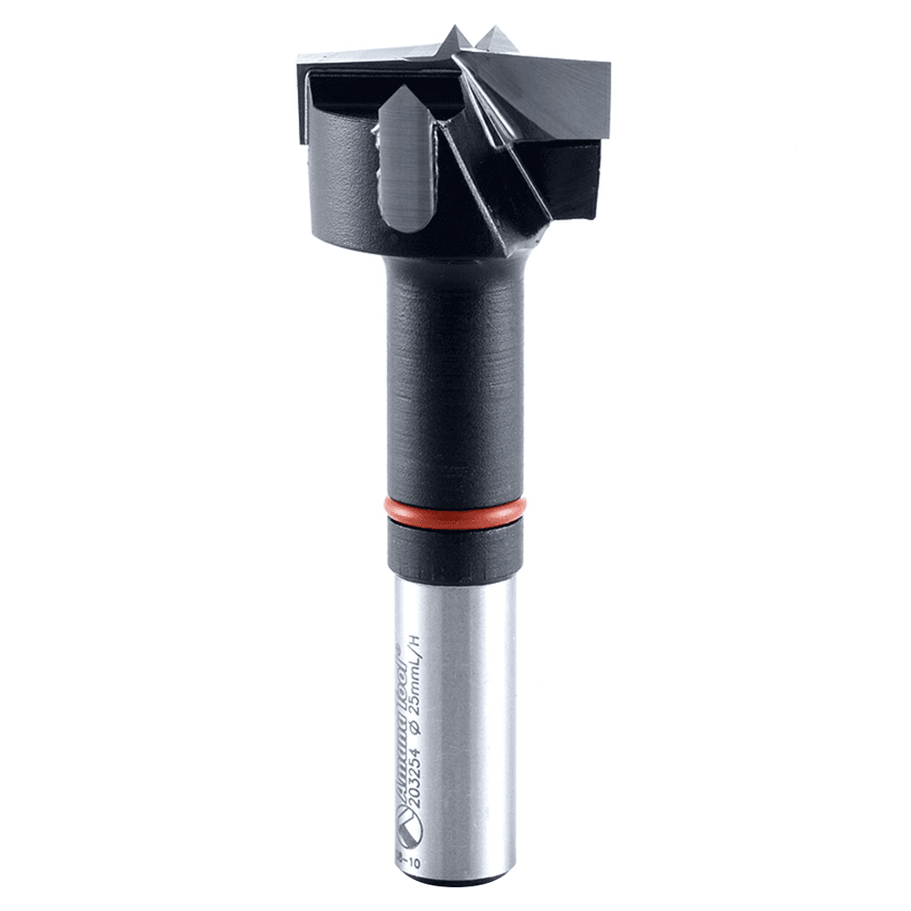 Amana 25mm Hinge Boring Bit - Left Hand - 10mm Shank - Cutting Diameter 25mm