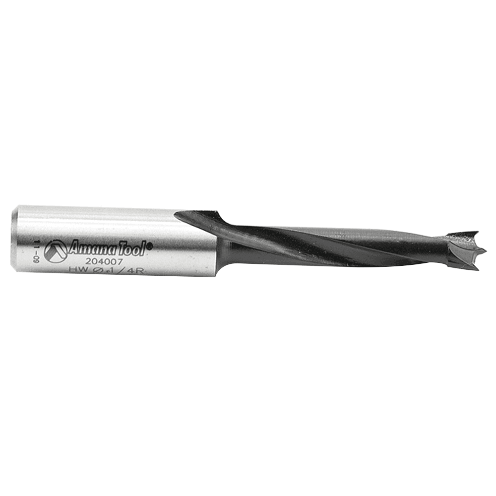Amana 1/4" Brad Point Boring Bit with 10mm Shank and PTFE Coating