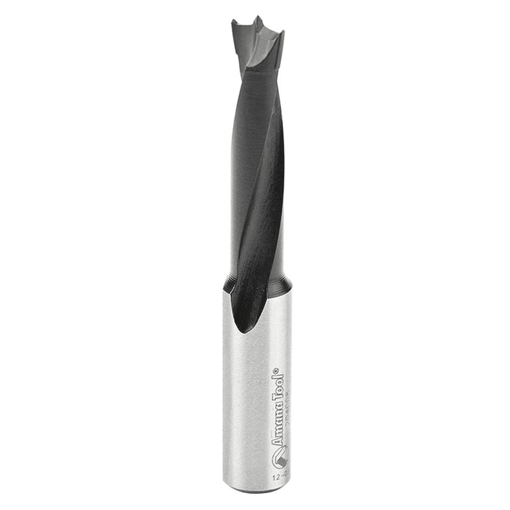 Amana 8mm x 70mm Brad Point Boring Bit, Right Hand, 10mm Shank - Close-up of tip