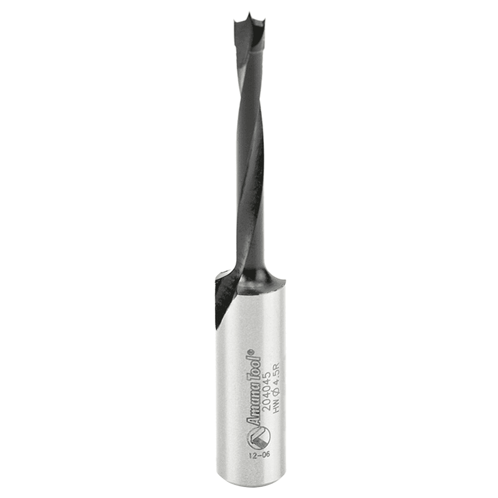 Amana 4.5mm Brad Point Bit - Coated with PTFE - 35mm Cutting Height - Right Hand