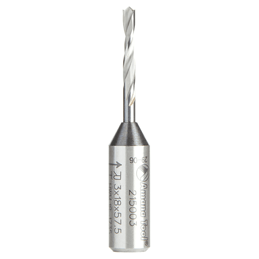 Amana 3mm Brad Point Boring Bit - Long Lasting Performance - 10mm Shank - 18mm Cutting Height