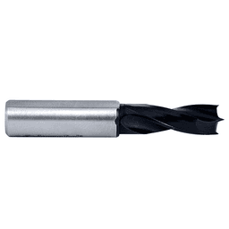 Amana 5mm x 57.5mm Dowel Drill Brad Point Boring Bit, Right Hand, 10mm Shank cutting diagram