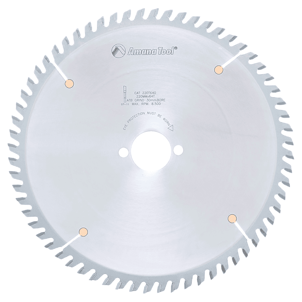 Amana 220mm x 64 Teeth Holz-Her Saw Blade for Smooth Cuts on Hard or Softwood