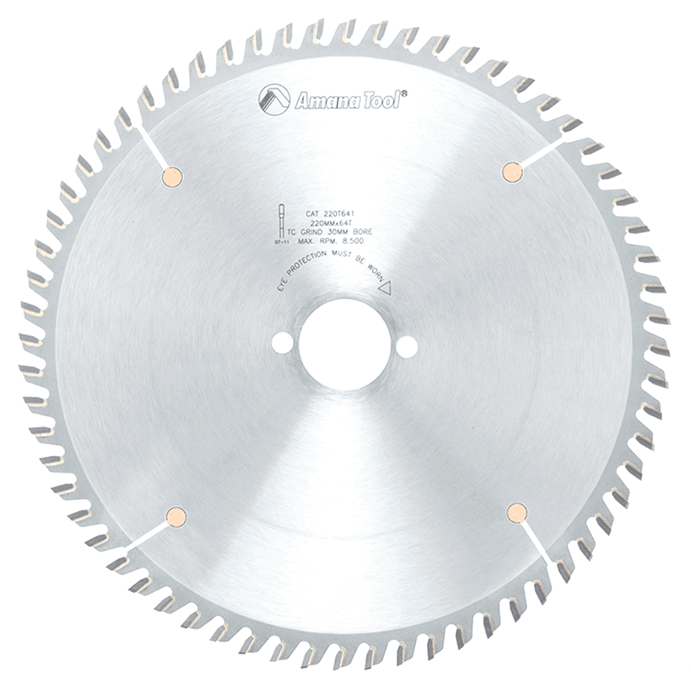 220mm x 64 Teeth Fine Cross-Cut/Cut-Off Saw Blade for Amana Panel Saws