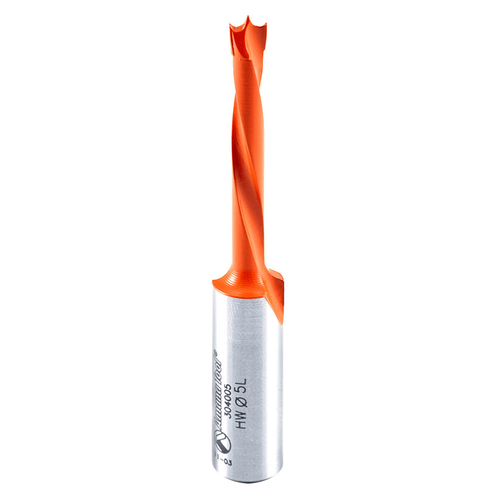 Amana Tool 5mm x 70mm Brad Point Boring Bit, Left Hand, 10mm Shank