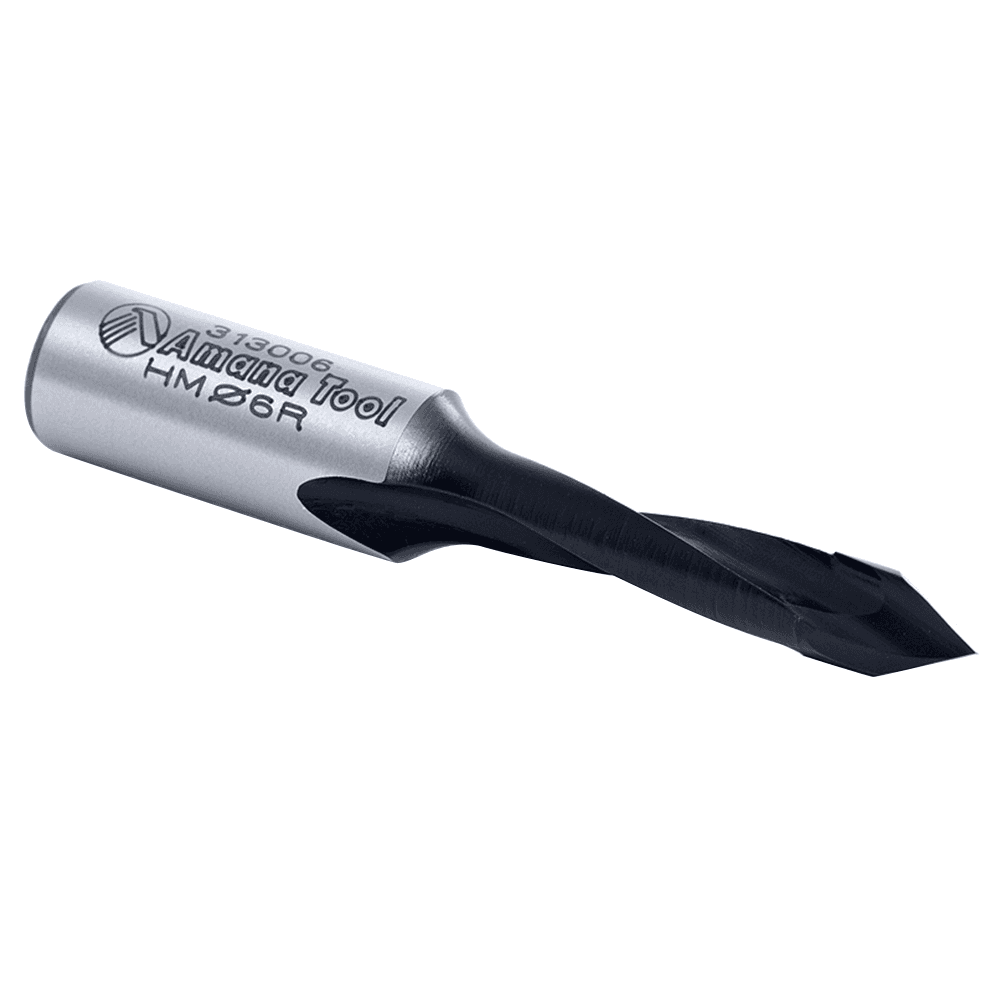 Amana Right Hand Dowel Drill Bit with Friction Reducing Coating for Smooth Drilling