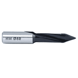 Amana 8mm x 57mm Through-Hole Boring Bit, Right Hand with 35mm cutting height for precise drilling.