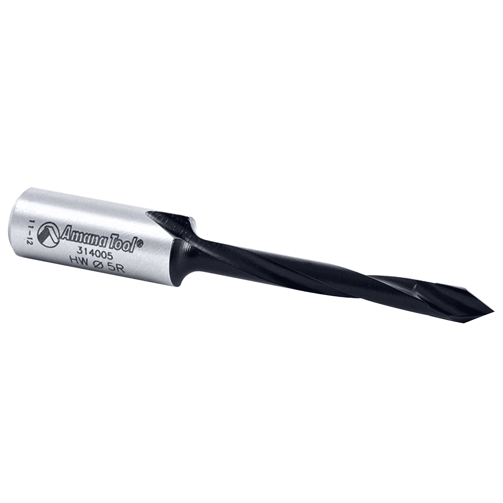 Amana 5mm x 70mm V-Point Through-Hole Boring Bit, Right Hand with PTFE Coating