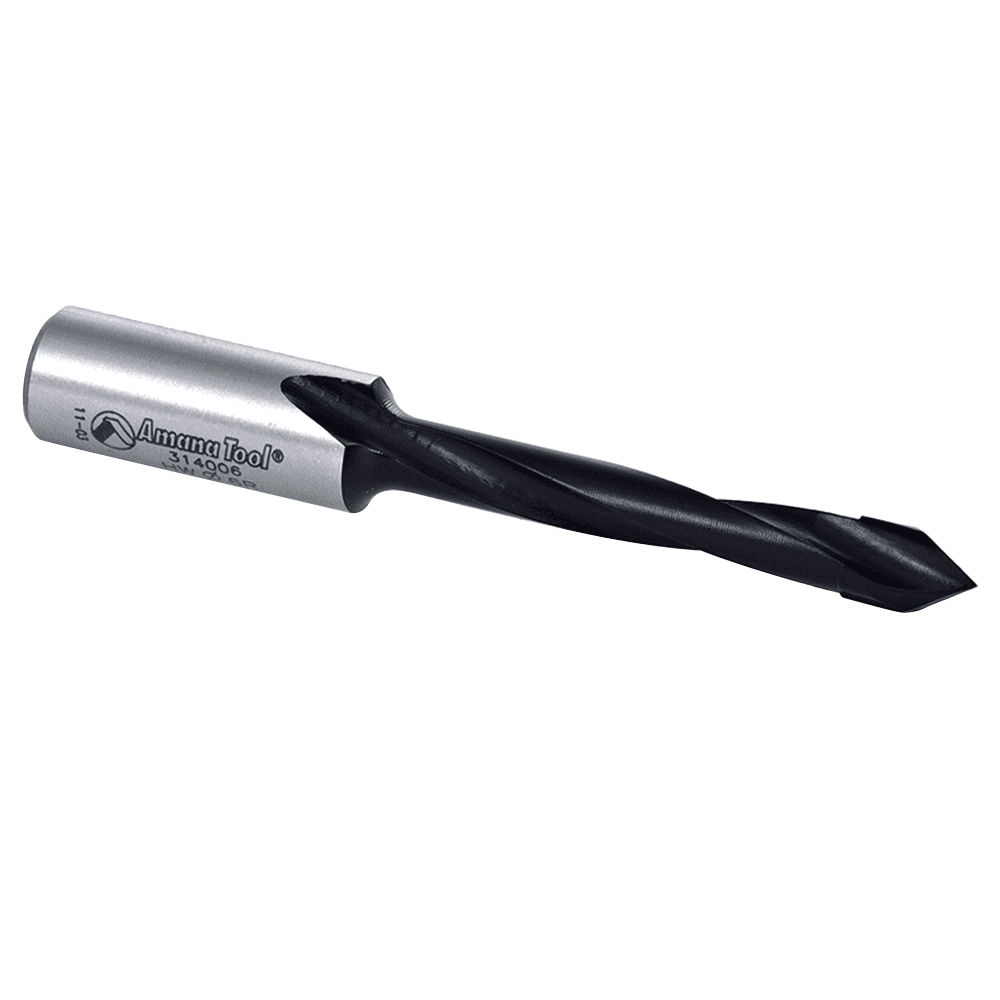 Amana Tool Dowel Drill with Reduced Friction and Longer Lasting Cutting Edge
