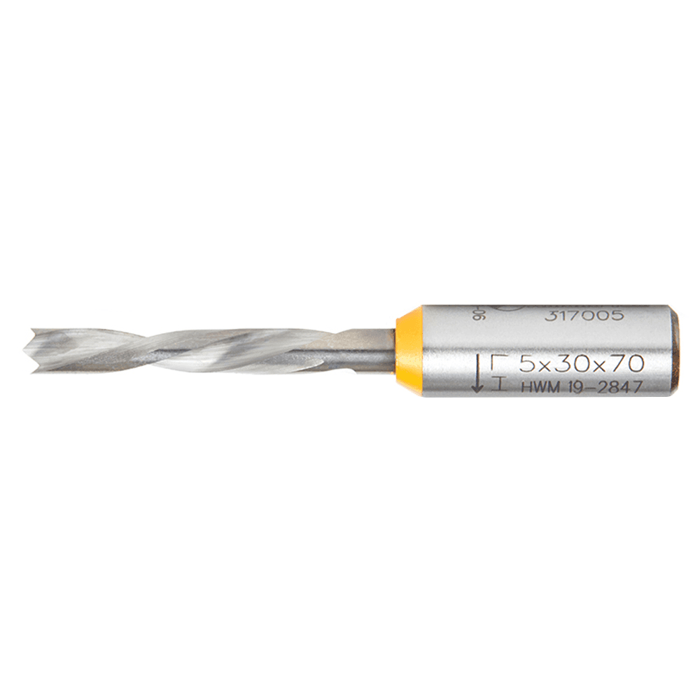 Amana 5mm Brad Point Dowel Drill Boring Bit Left Hand 10mm Shank