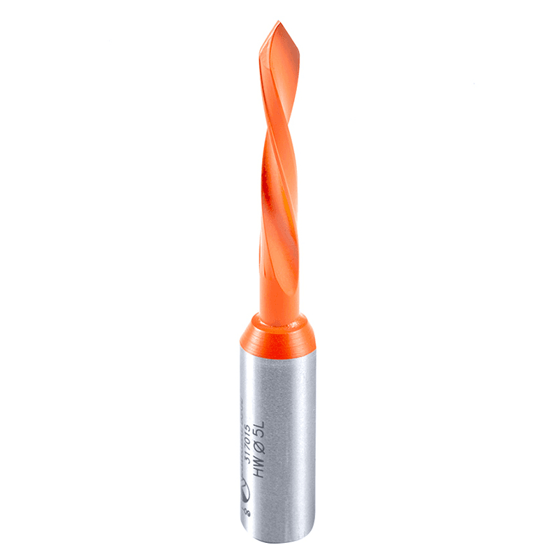 Amana 5mm x 70mm Through-Hole Dowel Drill Boring Bit, Left Hand - 30mm Cutting Height