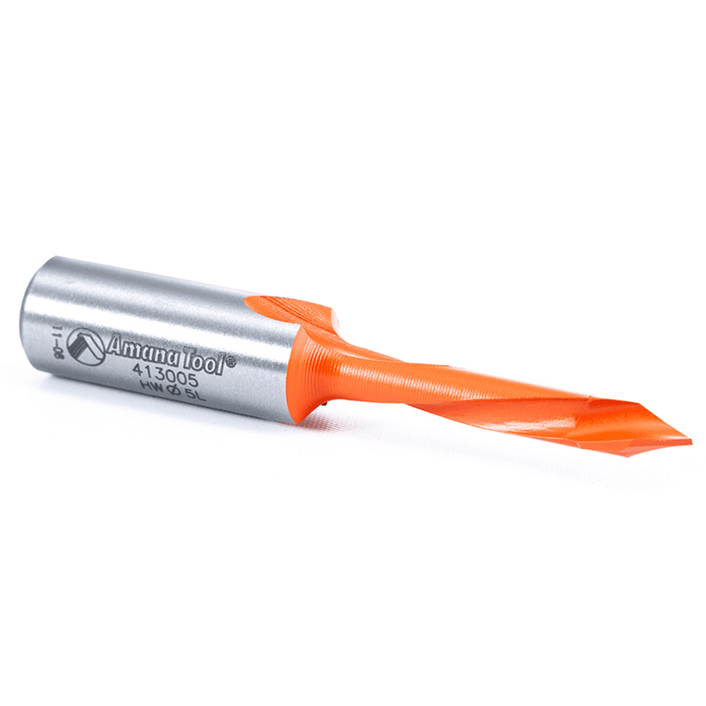 Amana's PTFE coating reduces friction and clears chips for cooler drilling and longer cutting edge.