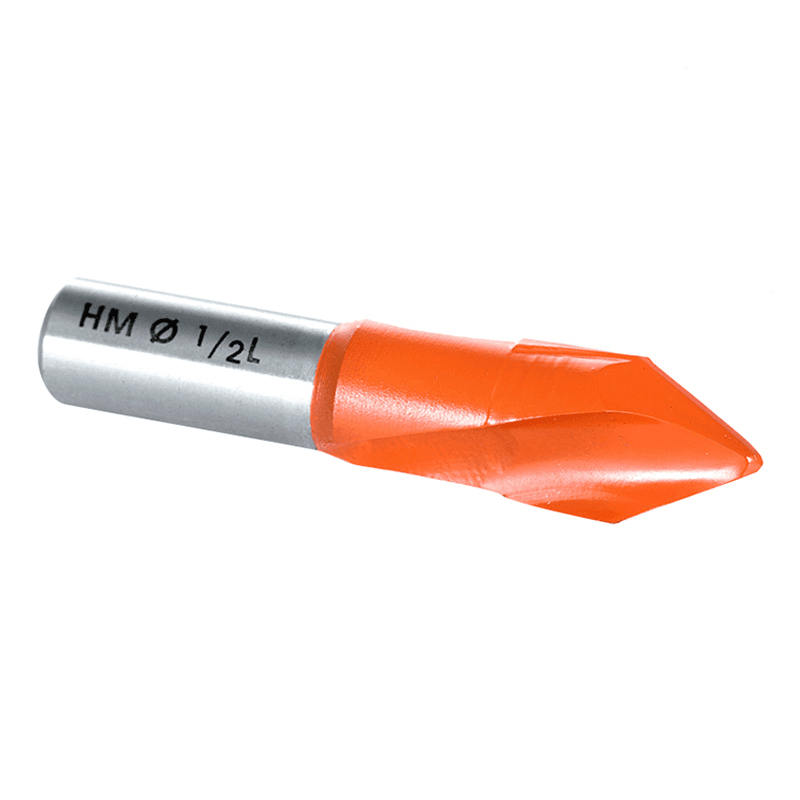 Amana's industrial through-hole boring bit with 35mm cutting height and non-stick coating for reduced friction and no burning.