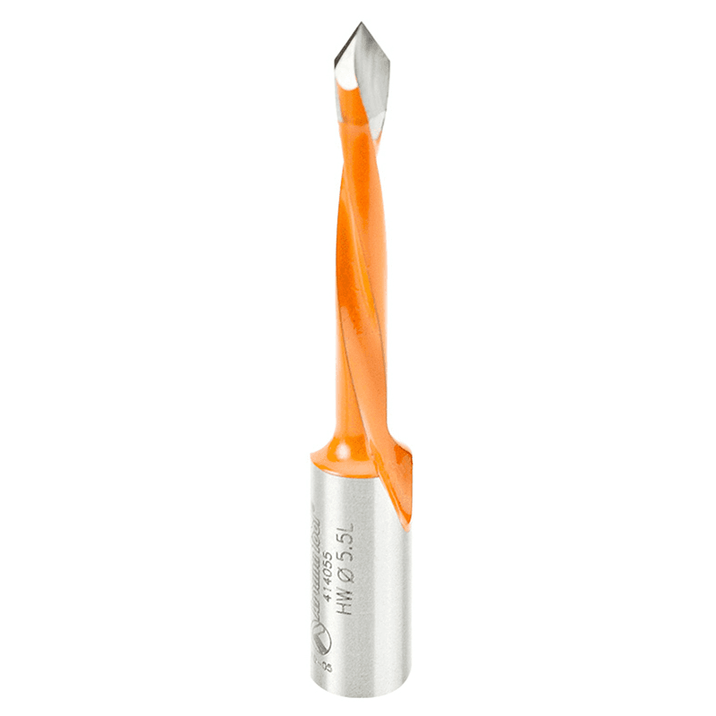 Amana 5.5mm x 70mm Through-Hole Boring Bit, Left Hand with PTFE Coating for Longer Lasting Cutting Edge and Tool Life