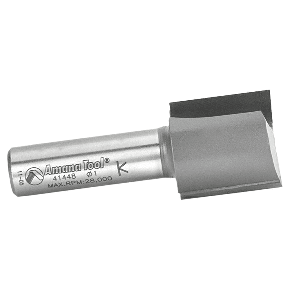 Amana 1" x 2-5/8" High Production Straight Plunge Router Bit with Carbide Center Tip