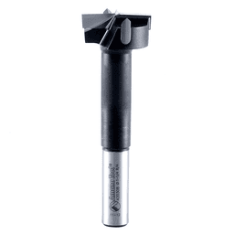 Amana 1-1/4" x 4" Hinge Boring Bit with Spurs, Right Hand, 1/2" Shank on Drill Press