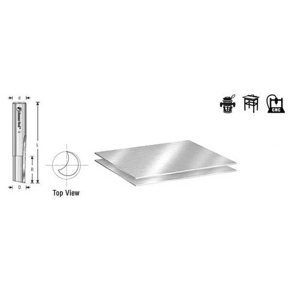 1/8" Dia x 13/16" Single 'O' Flute Grind Aluminum Cutting Straight Router Bit, 1/4" Shank Alt 4 - Image