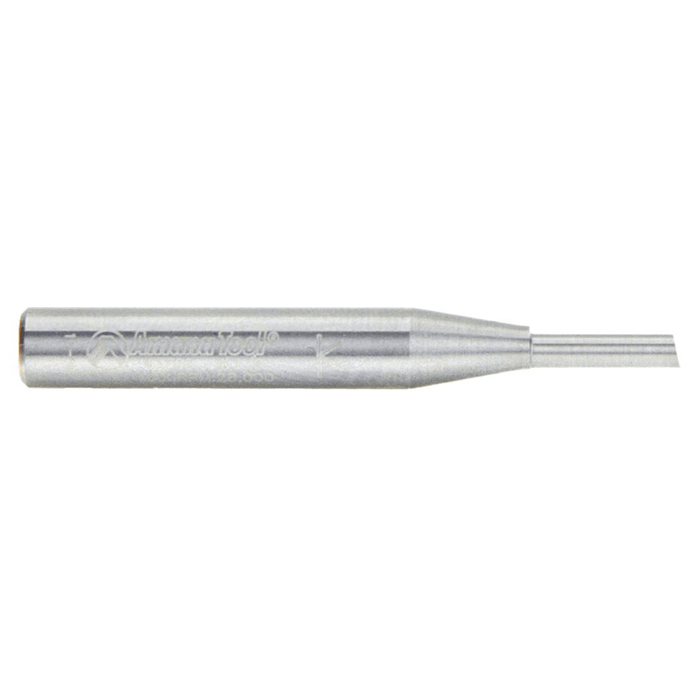 Single flute Amana router bits cut faster with better chip clearance for dense natural woods and abrasive wood composites.