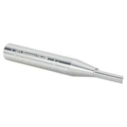 Solid carbide router bit dissipates heat more uniformly and extends tool life.