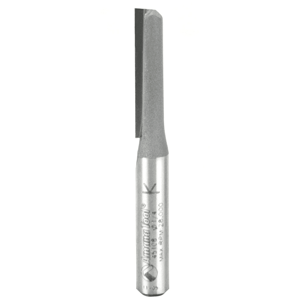 Amana 1/4" x 2-1/4" High Production Straight Plunge Router Bit with 1 flute and 1/4" shank