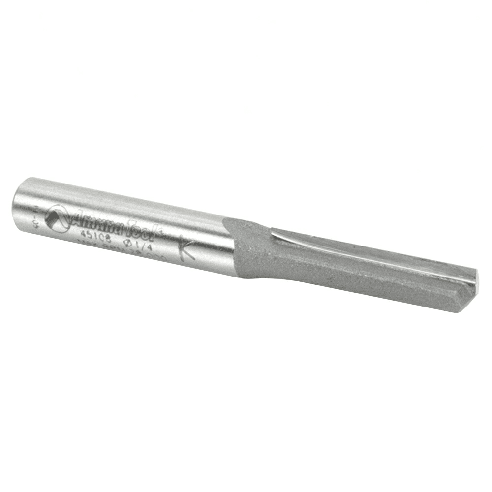 Superior geometric design of Amana's 1/4" x 2-1/4" High Production Straight Plunge Router Bit