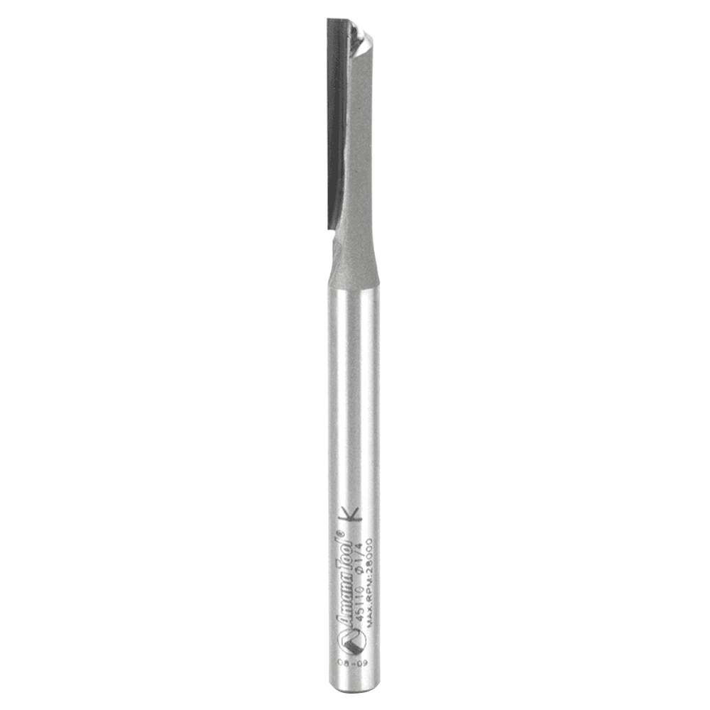 Amana 1/4" Straight Plunge Router Bit with 1 Flute and 1/4" Shank for High Production