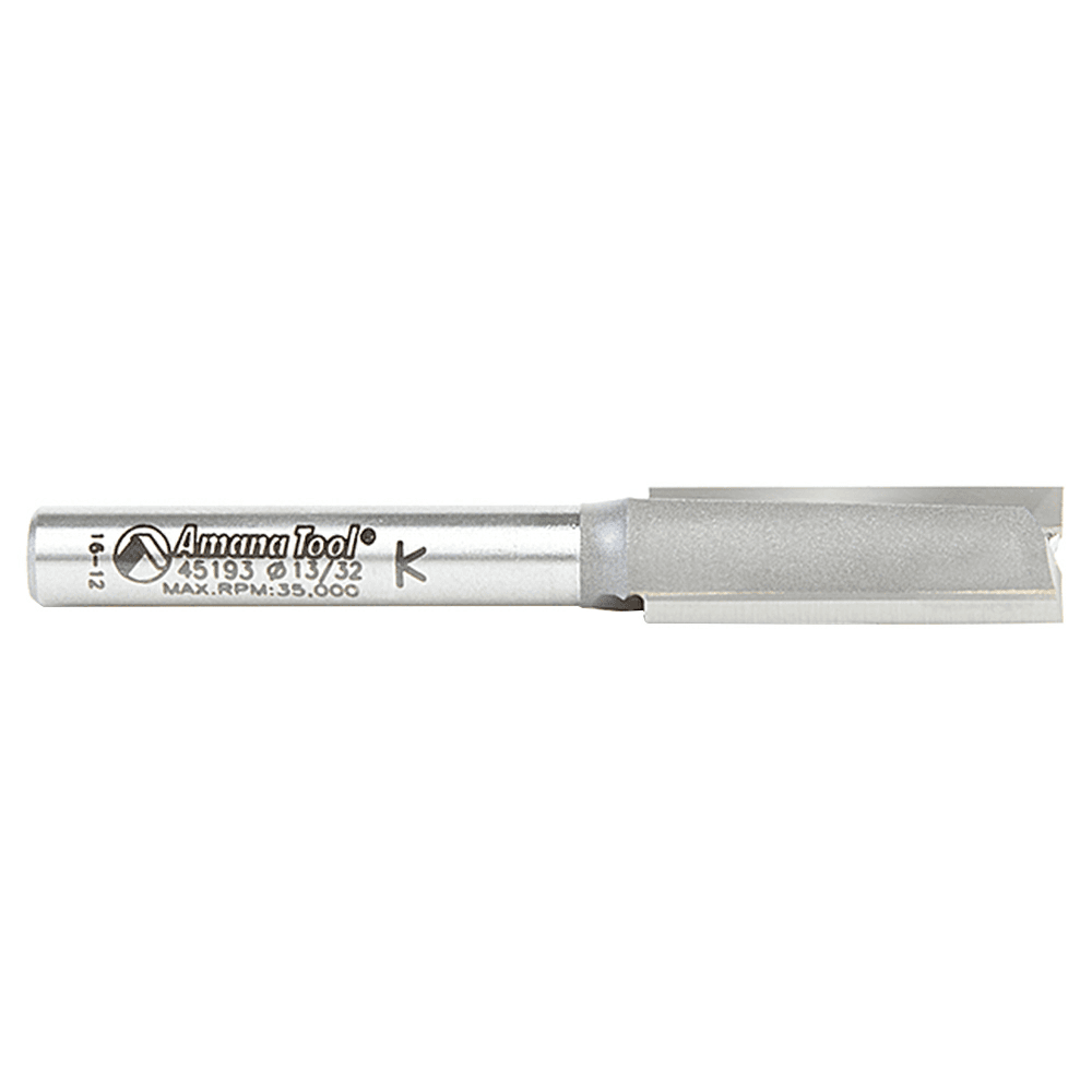 Amana 13/32" x 2-1/2" High Production Straight Plunge Router Bit with 1/4" Shank and 2 Flutes for Fine Finish