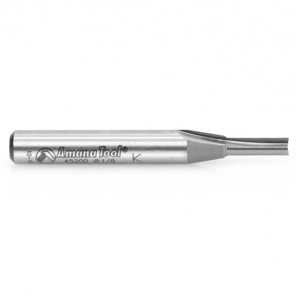 Amana 1/8" x 2" Straight Plunge Bit - Cut Wood, MDF, and Plywood with Solid Carbide Cutting Edge