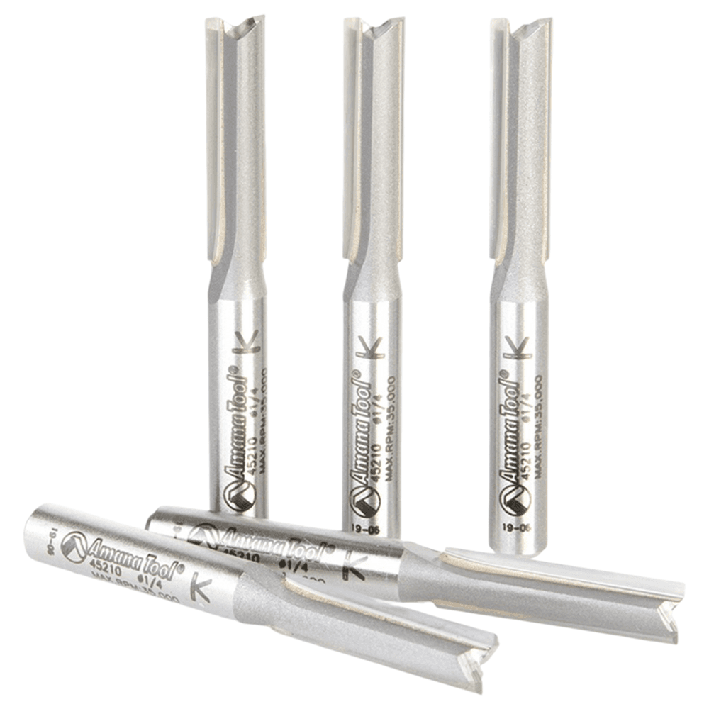 1/4 Dia x 1" Straight Plunge Bit, 2 Flute, 1/4" Shank (5/Pack) Alt 1 - Image