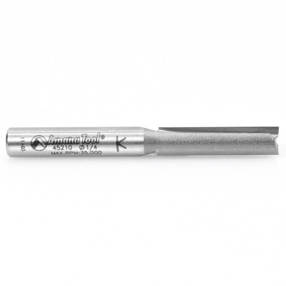 Amana 1/4" Straight Plunge Bit with 2-Flute Design for Smooth Finish on Wood, MDF, and Plywood