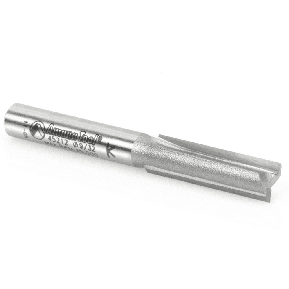 Amana 9/32" x 2-1/4" Straight Plunge Bit - Two Flute, Solid Carbide Cutting Edge