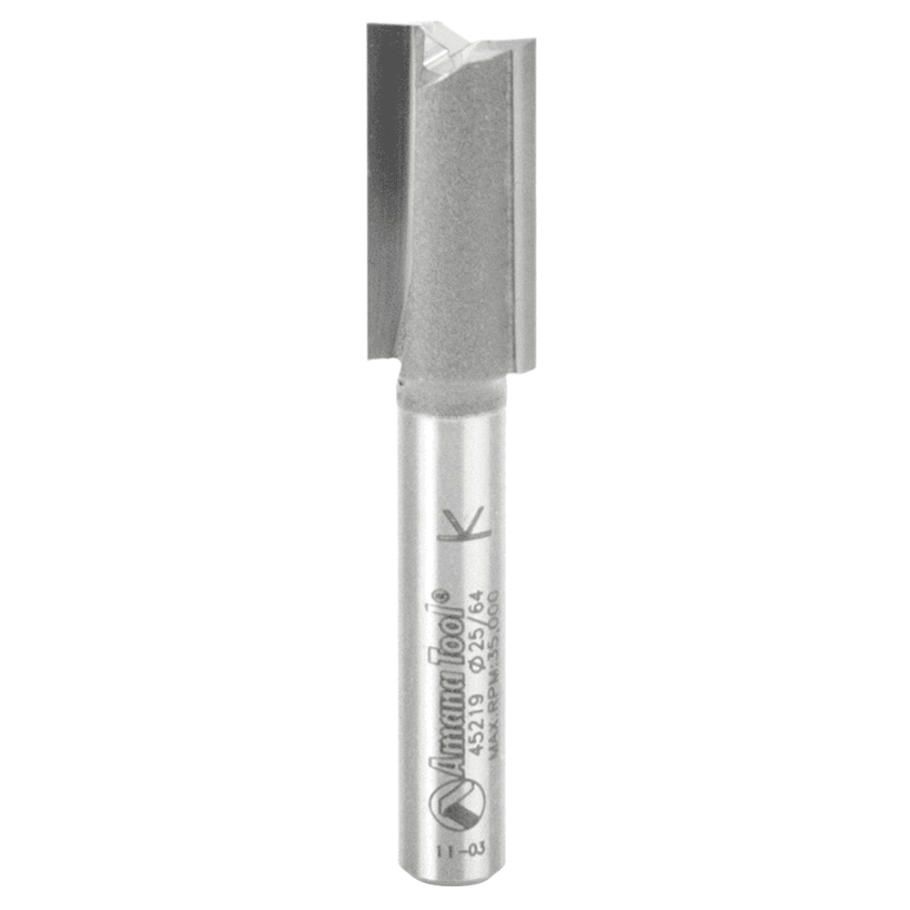 Amana 10mm x 2-1/8" Straight Plunge Router Bit with 2-Flute and 1/4" Shank for Fine Finish