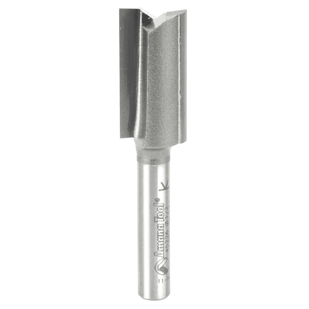 Amana 1/2" x 2-1/8" Straight Plunge Bit with 2 Flutes and 1/4" Shank, for Woodworking