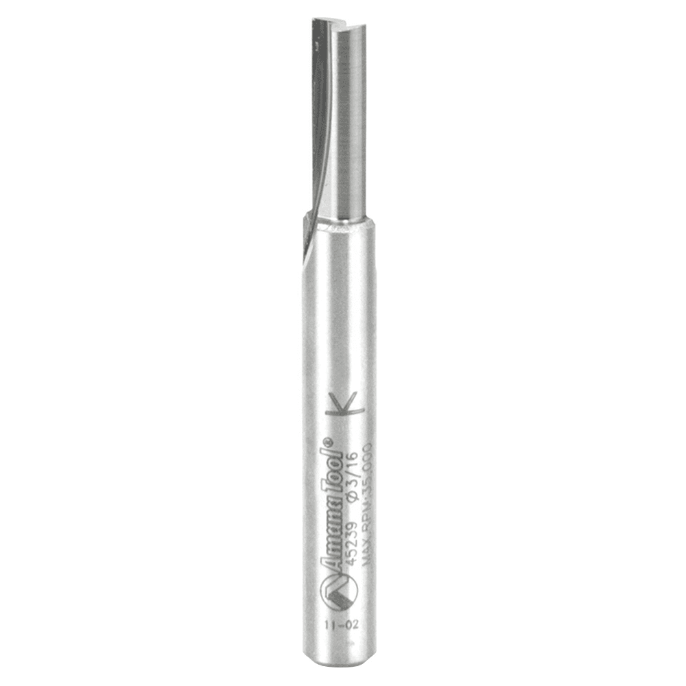 Amana 2-flute router bit for fine finish woodworking