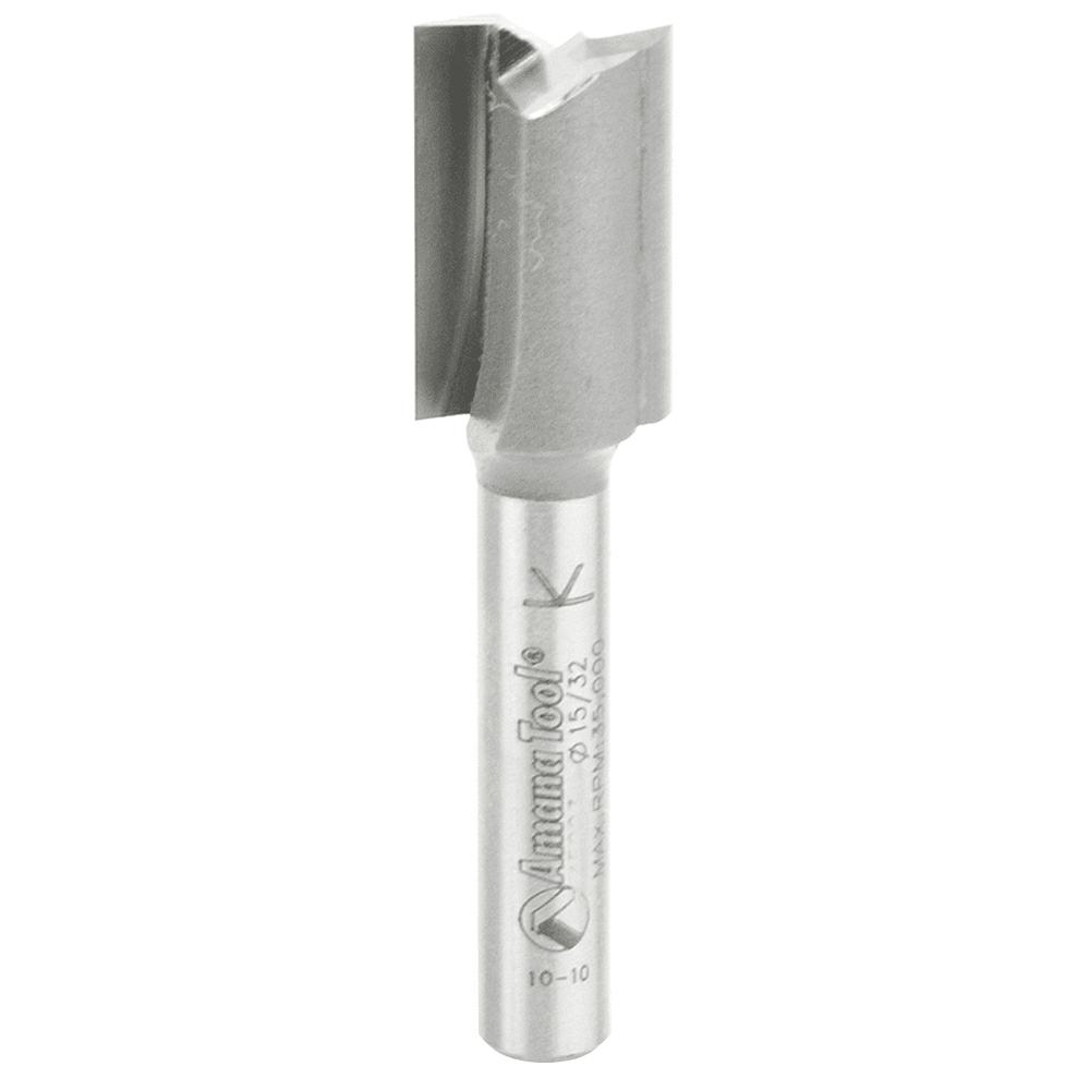 Amana 12mm Straight Plunge Router Bit with 2-Flute Design and 1/4" Shank