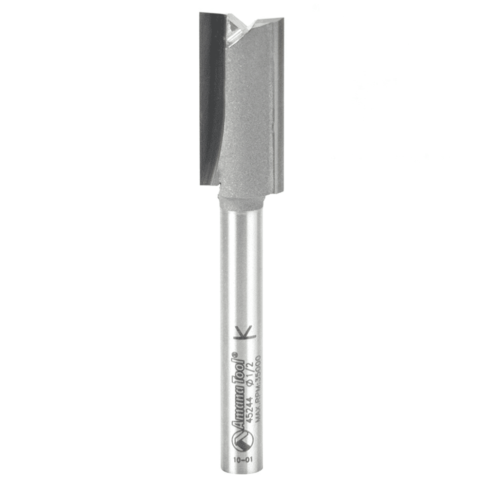 Amana 1/2" x 2-13/16" High Production Straight Plunge Router Bit, 2-Flute, 1/4" Shank for woodcutting