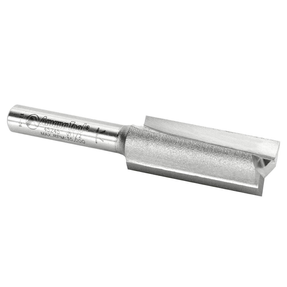 High Production Straight Plunge Router Bit by Amana - 1/2" x 2-1/2", 2-Flute, 1/4" Shank