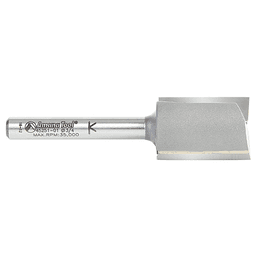 Amana 2-flute router bit with advanced grinding technology for reduced vibration and smooth surface