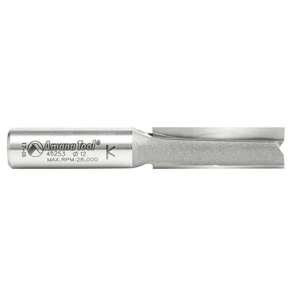 High-Quality Amana Router Bit - 12mm x 79mm Straight Plunge, 2 Flute, 12mm Shank