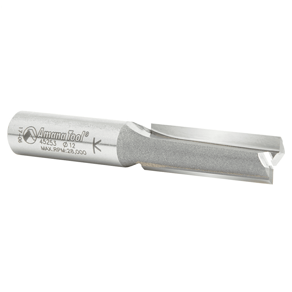 Precision Amana Router Bit - 12mm Straight Plunge Bit with 38mm Cutting Height