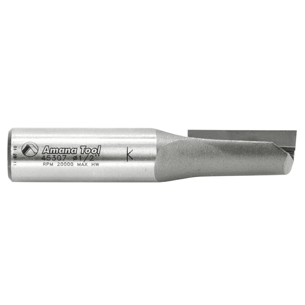 Amana 1-Flute Straight Router Bit with Superior Geometric Design and Advanced Grinding Technology