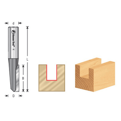 Superior geometric design of Amana 1/2" Shank Straight Plunge Bit