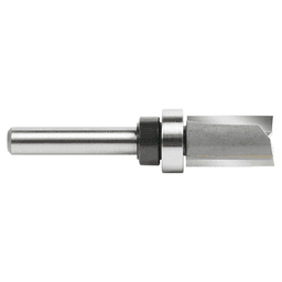 Amana 9/16" x 2-5/16" Flush Trim Plunge Template Router Bit with Upper Ball Bearing for precise cuts.