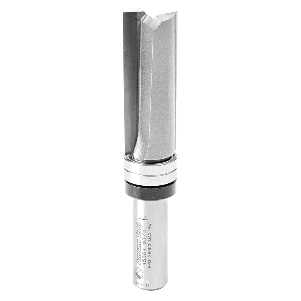 Amana 3/4" x 4" Down-Shear Plunge Template Bit with 2-Flute and 1/2" Shank - In Use