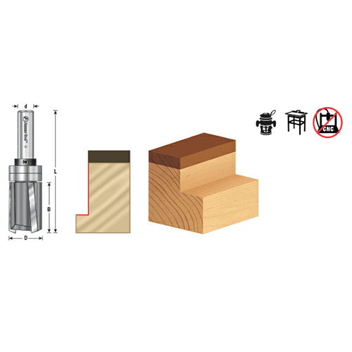 Amana 3/4" x 4" Down-Shear Plunge Template Bit with 2-Flute and 1/2" Shank - Top View