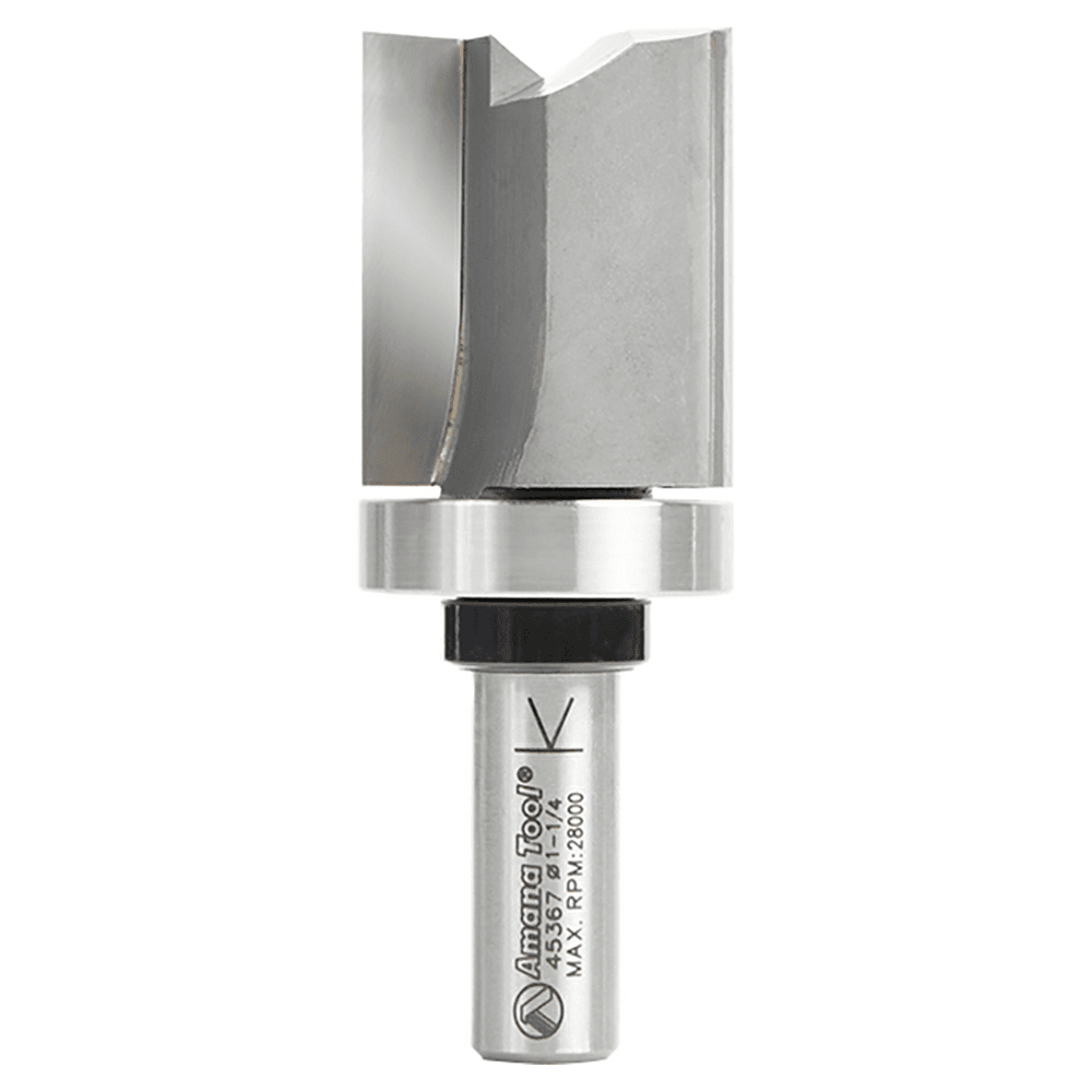 1/2" shank flush trim router bit with upper ball bearing for accurate cuts
