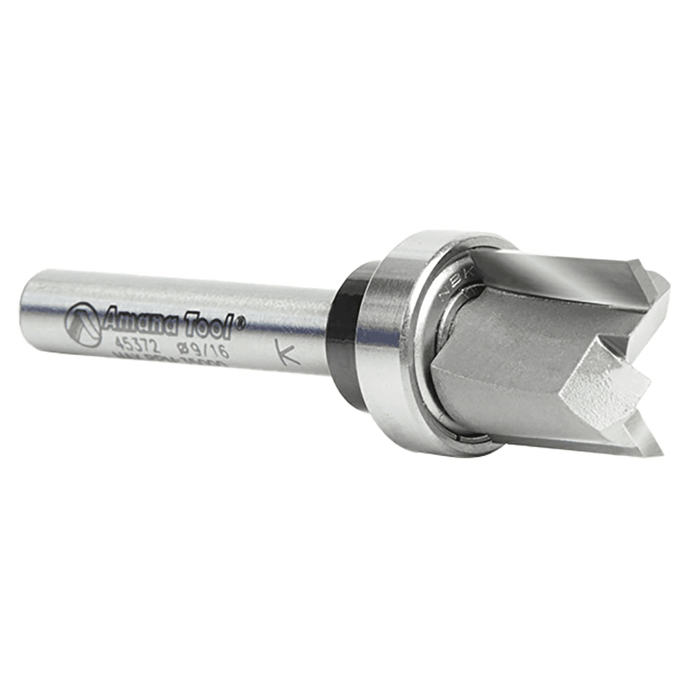 Amana 9/16" Flush Trim Plunge Template Router Bit with Oversized Ball Bearing
