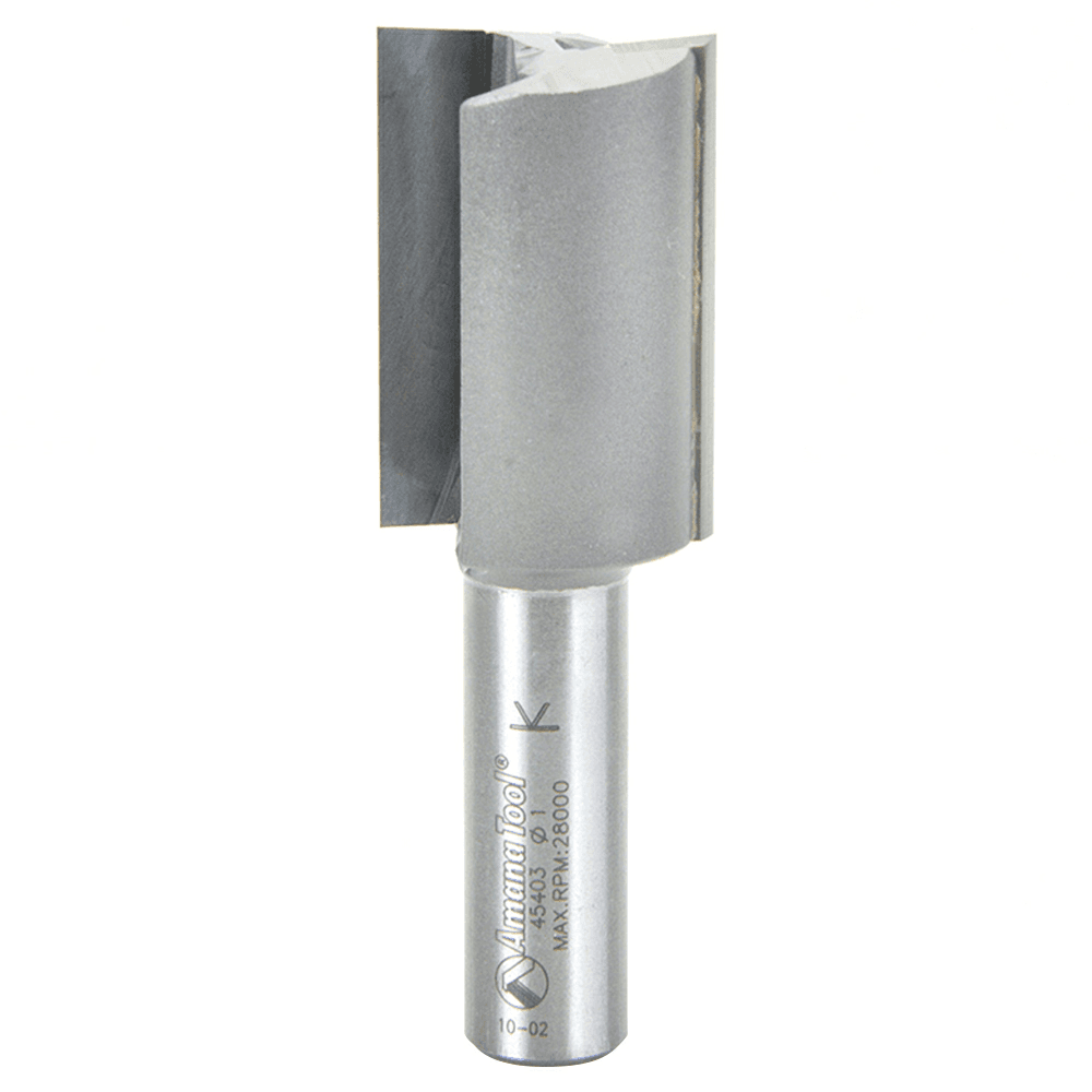 Amana 1" x 3-1/8" Straight Plunge Router Bit on Wood